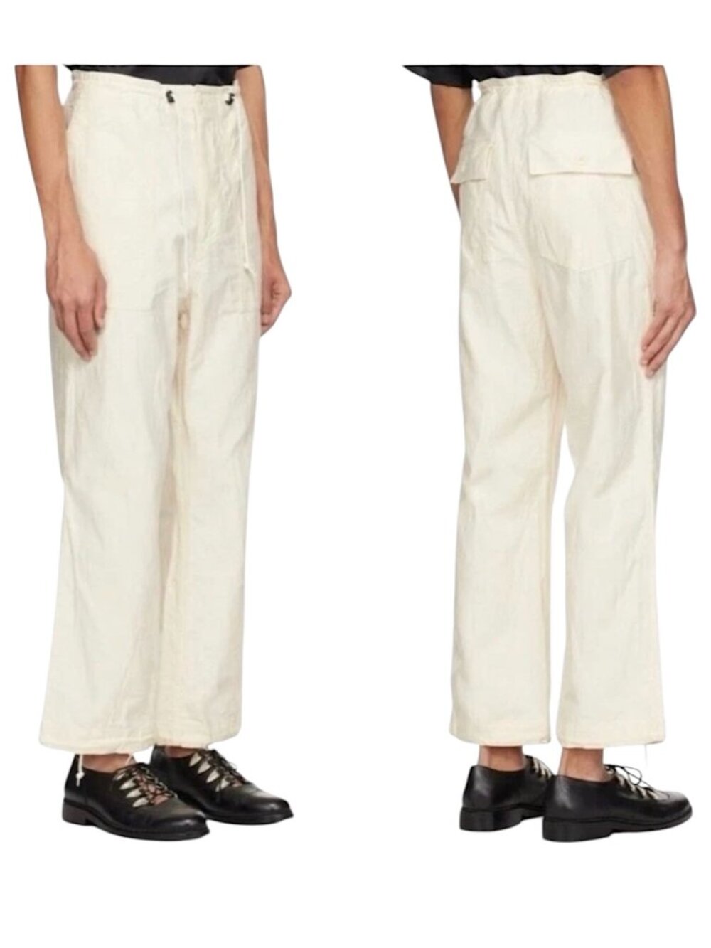 NWT NEEDLES Wide Leg Japanese Cotton Canvas Fatigue Pants Size XL Ivory